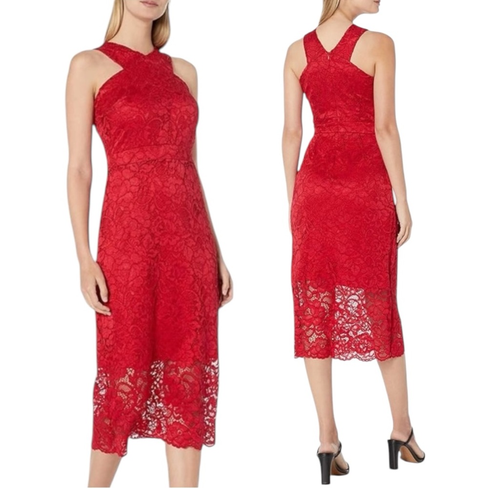 SAM EDELMAN Criss Cross Lace Neck Sheath‎ Dress. Size 10